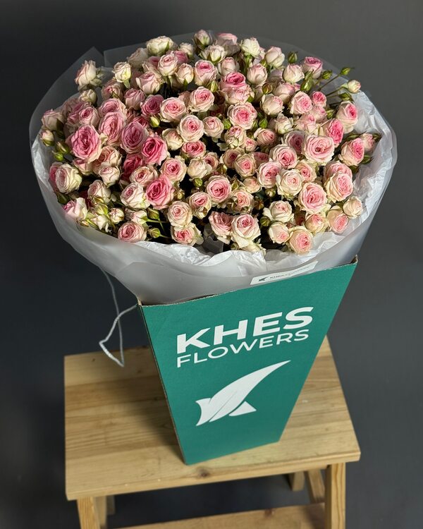 Букет 25 нежных кустовых роз (40 см)